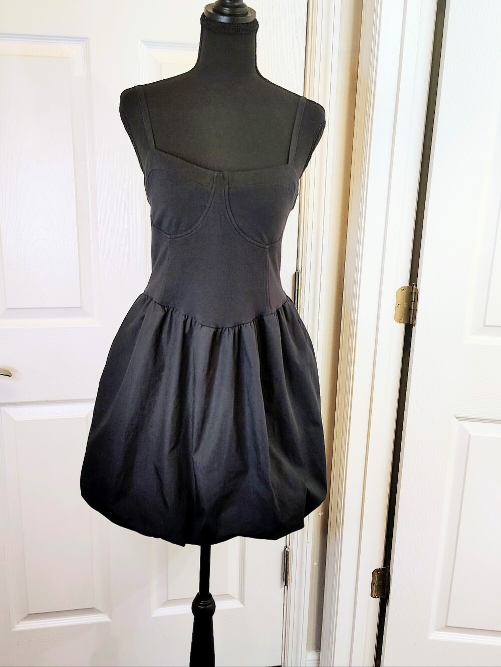Madden NYC Black Balloon Bubble Hem Summer Mini Dress Festival Y2K Ballet Large - Picture 8 of 12